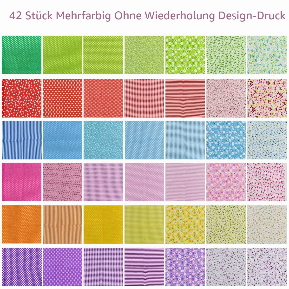 42 Stück 24,8 x 24,8 cm Baumwollstoff Nähen Patchwork Quadraten Quilten Bündel verschiedene Muster Tücher zum Nähen DIY Kunst Arbeit Zubehör Scrapbooking Quilten