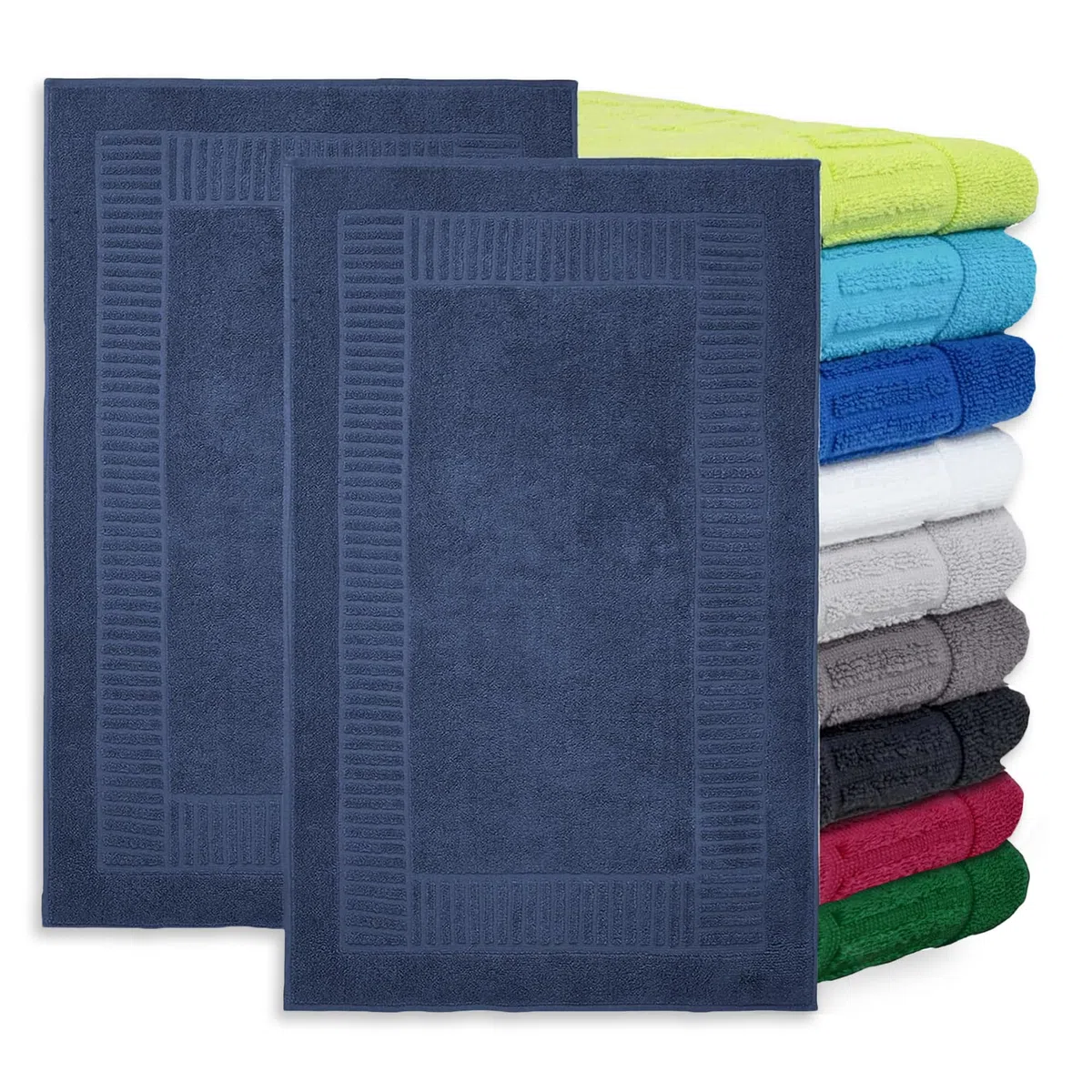 BaSaTex - 2er Pack Badvorleger für Dusche & Badewanne - Badematte Saugfähig & Schnelltrocknend in 50x80 cm - Aus 100% Baumwolle - Öko-Tex Made in Green Zertifiziert - Navy Blau