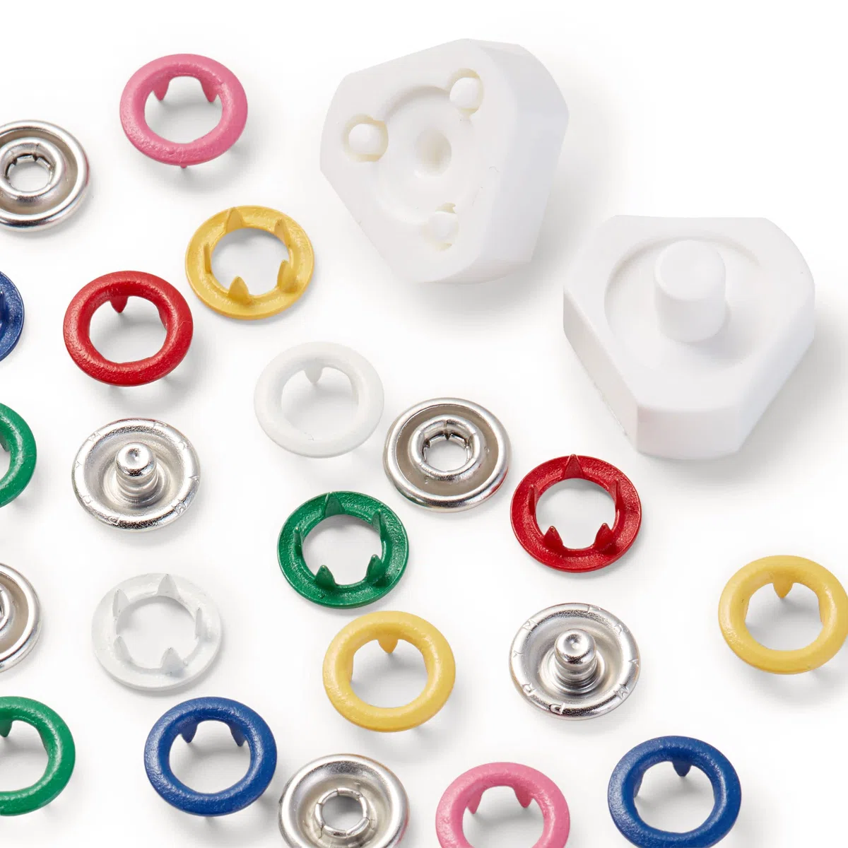 Prym 390740 Love Druckknöpfe Jersey Box, 60 Stück, Ø 8 mm, 6 Farben, Messing