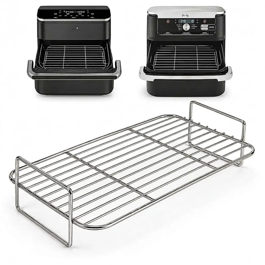 Gitter für Heißluftfritteuse kompatibel mit Ninja Foodi Flexdrawer Dual Air Fryer 10,4L/COSORI Dual Blaze TwinFry 10L Edelstahl S-304 Zubehör für Heißluftfritteuse Lebensmittelecht
