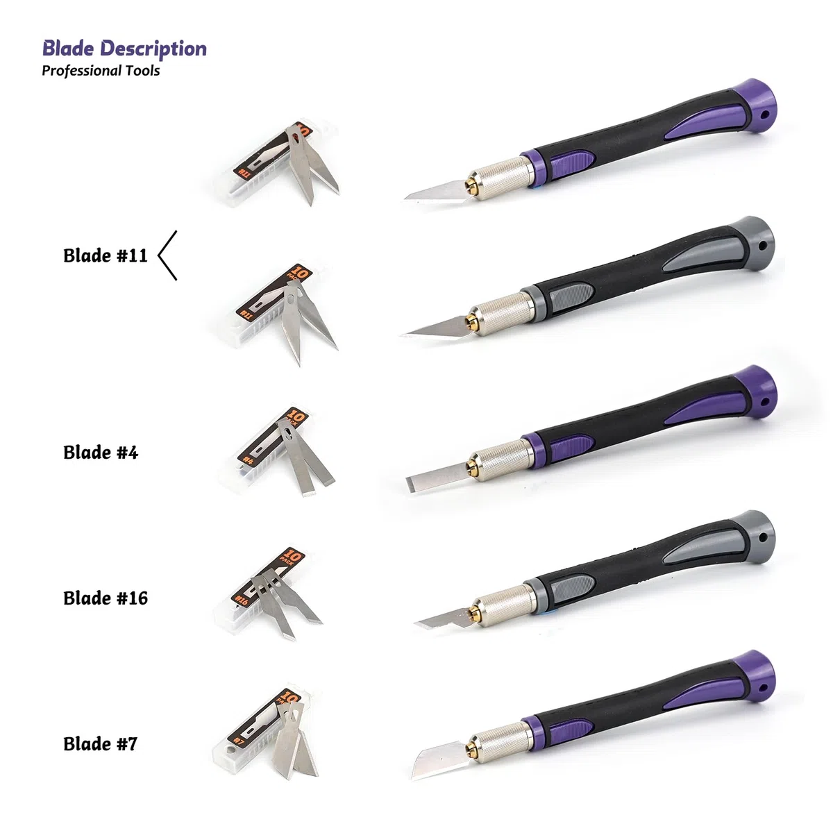 EHDIS Skalpell Basteln Set, inklusive 2 Bastelmesser mit Softgriff und 50 Ersatzklingen in 5 Formen, Hobbymesser Set für Kunst, Hobby, Sammelalbum Und Skulptur