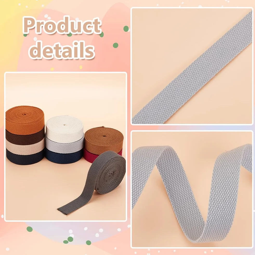 PH PandaHall 25mm Baumwolle Gurtband, 10 Farben Polyester Baumwollgurtband Riemen Gurtband Taschengriffe Für Tote Bag Riemen, Stoffgürtelherstellung, Outdoor Zubehör, Bastelbedarf 28.8m