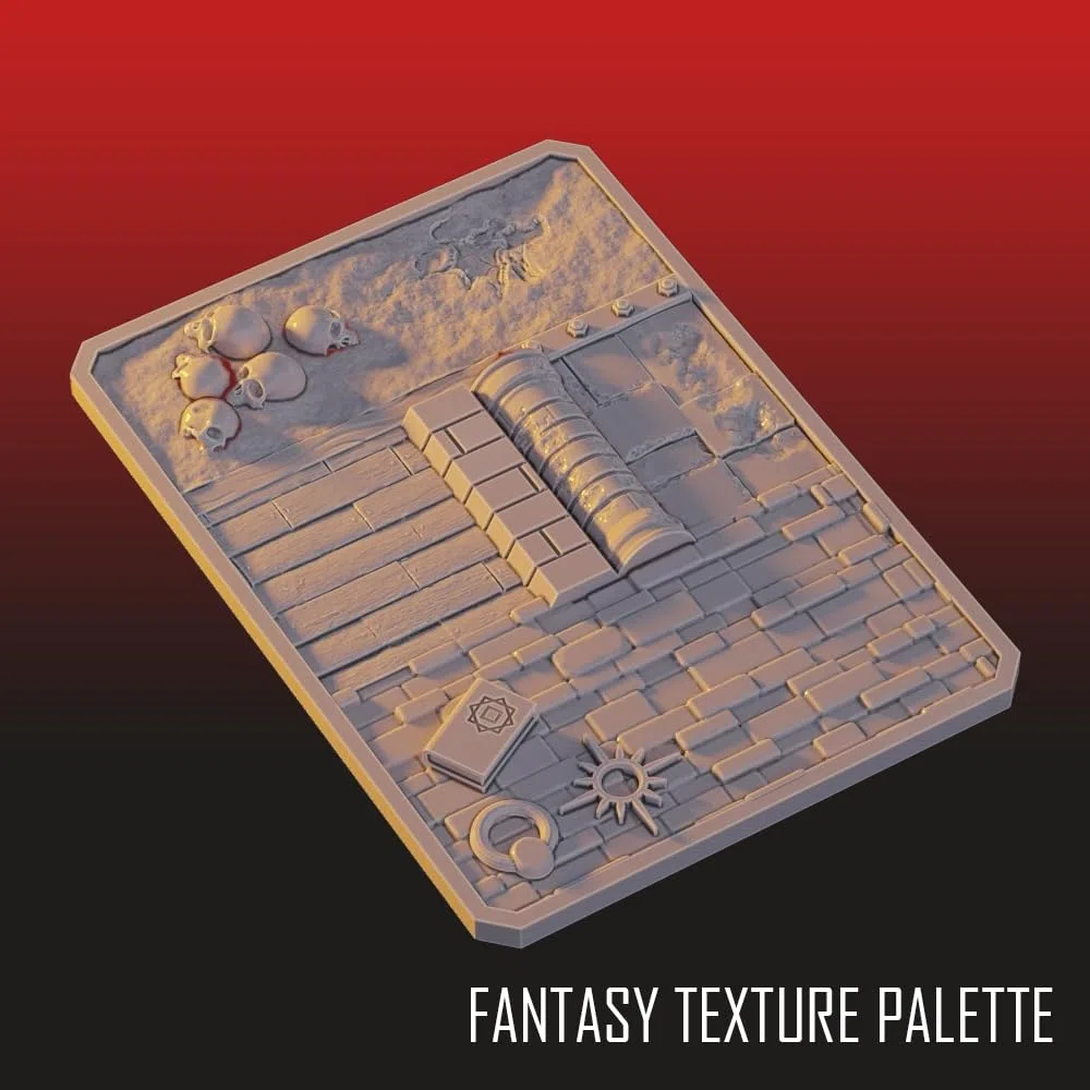 Dry Brush Texture Palette für trockenes Bürsten, Fantasy-Thema, Tischplatte, Miniatur-Gaming – 3D-Druck
