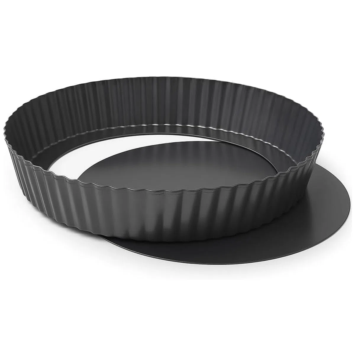 MGE - Extra Hohe Quicheform 28 cm - Tarteform mit Hebeboden aus Karbonstahl - Backform Rund - Tarteform - Quiche Formen mit Hebeboden Antihaftbeschichtung - Obstbodenform - Kuchenform - 28 cm