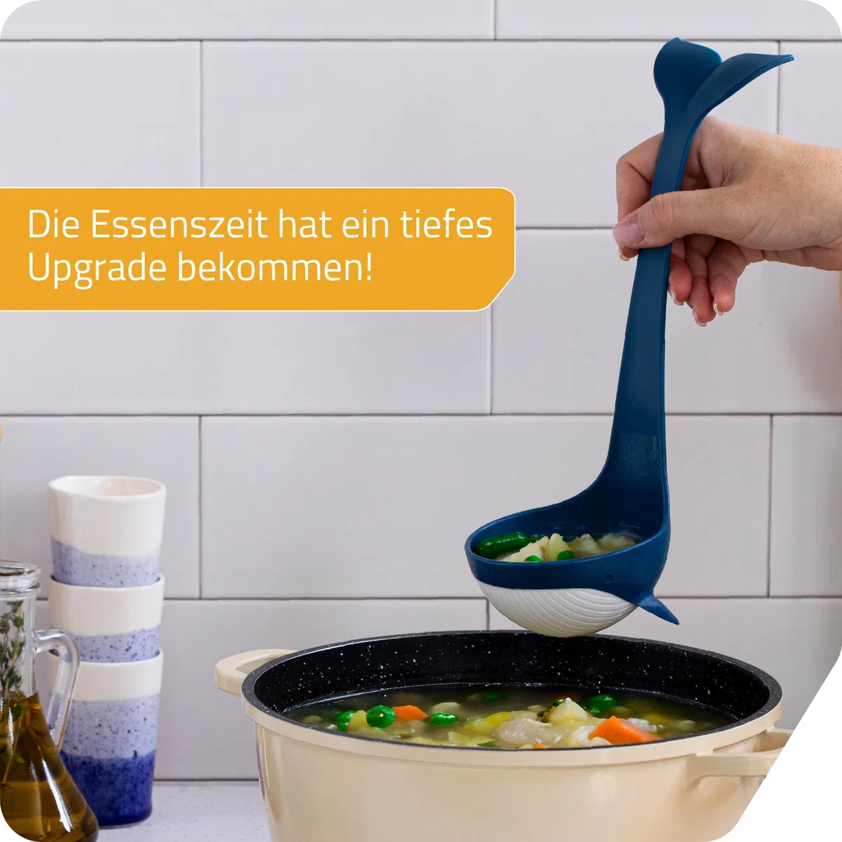 PELEG DESIGN Souper Schöpfkelle – Lustige Suppenkelle in Wal-Form – Zum Kochen & Servieren von Suppen, Eintöpfen & Bowle – Originelles Küchen-Gadget