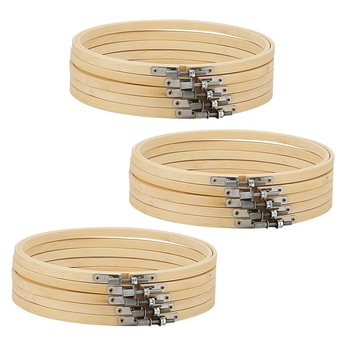 CHUIFAI 15 Stück 20 cm Stickrahmen Holz Rund, verstellbar Kreuzstich Rahmen Holz Stickringe Bambus Kreuzstichrahmen für DIY Kreuzstich Stickerei