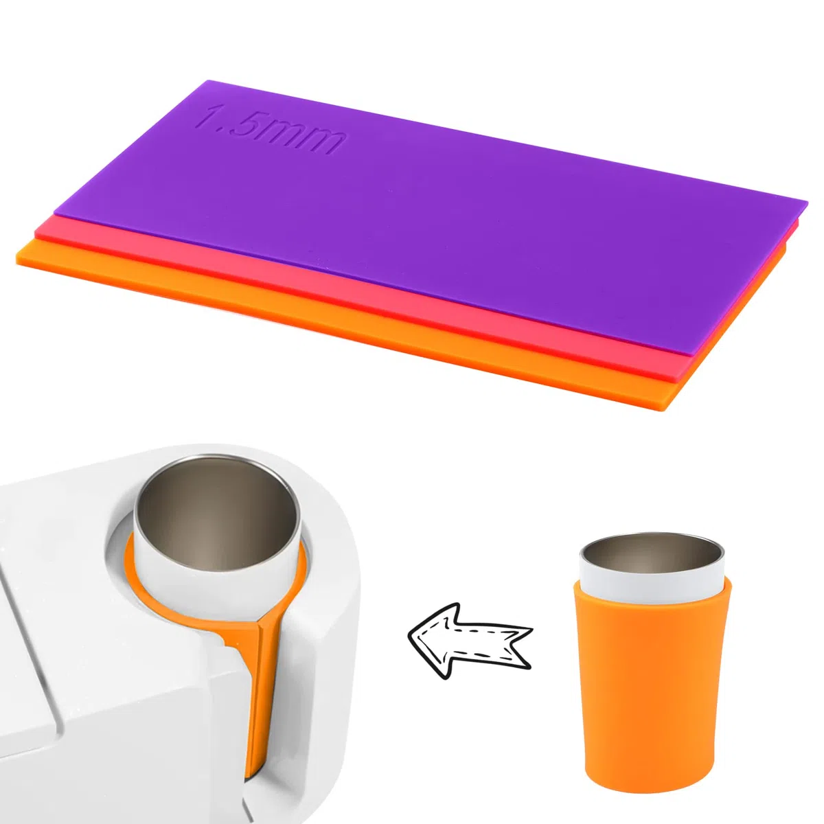 3 Stück Sublimation Silikonmanschette, Silikon Wraps Sublimation in 3 Dicken Kompatibel mit Cricut-Becherpresse, Sublimation Tassen Rohlinge effiziente Wärmeleitung (Bunt)