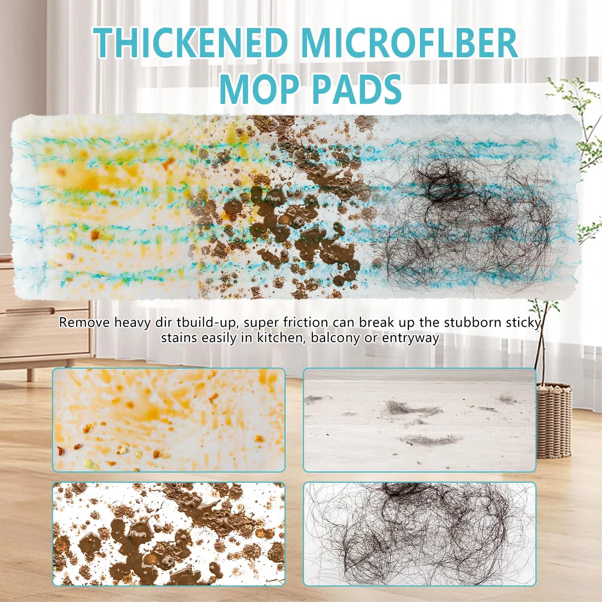 4 Ersatz-Wischbezüge für Leifheit Profi XL Micro Duo/Cotton Plus, Bodenwischer Ersatzbezug für leifheit Profi XL, Flecken schnell entfernen, Effiziente Mikrofaser Ersatzbezug für alle Böden