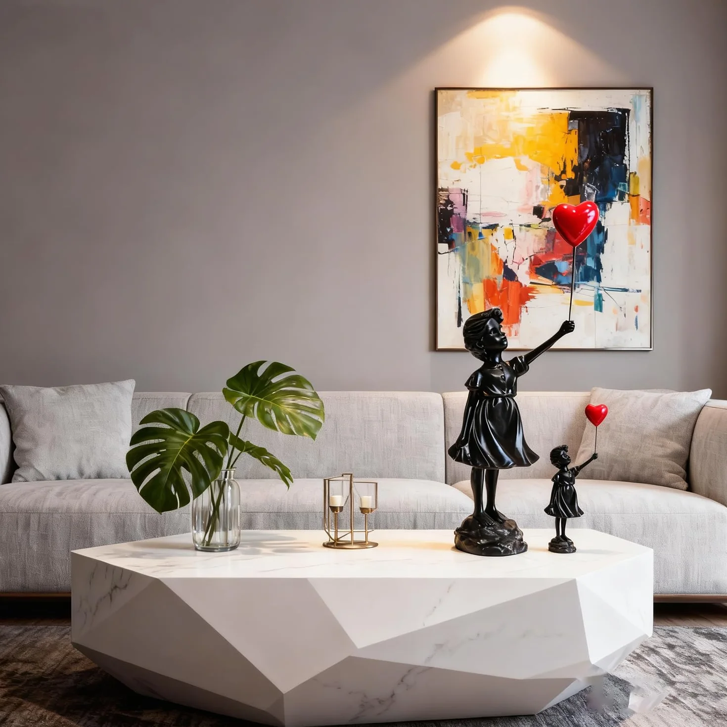 Banksy Figur Skulptur,Ballonmädchen-Statue,Deko Wohnzimmer,Home Store Dekoration, Modern Abstract Kunst Skulpturen Deko, Bürodekorationen,Polyresin, Geschenk(Schwarz)