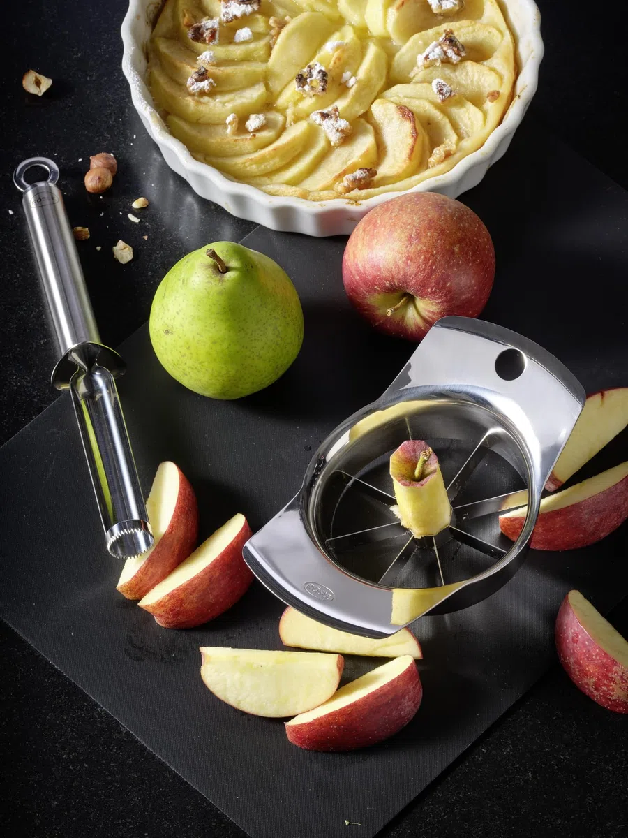 RÖSLE Pendelschäler für Rechtshänder, hochwertig, Obst- und Gemüseschäler, Edelstahl 18/10, hochglänzend / matt, Silber, 7.5"