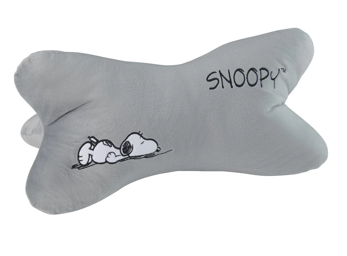 United Labels The Peanuts Snoopy Leseknochen - Nackenkissen Nackenrolle Lesekissen Kissen Stützkissen für Bücher und Tablets Grau 40 x 20 cm