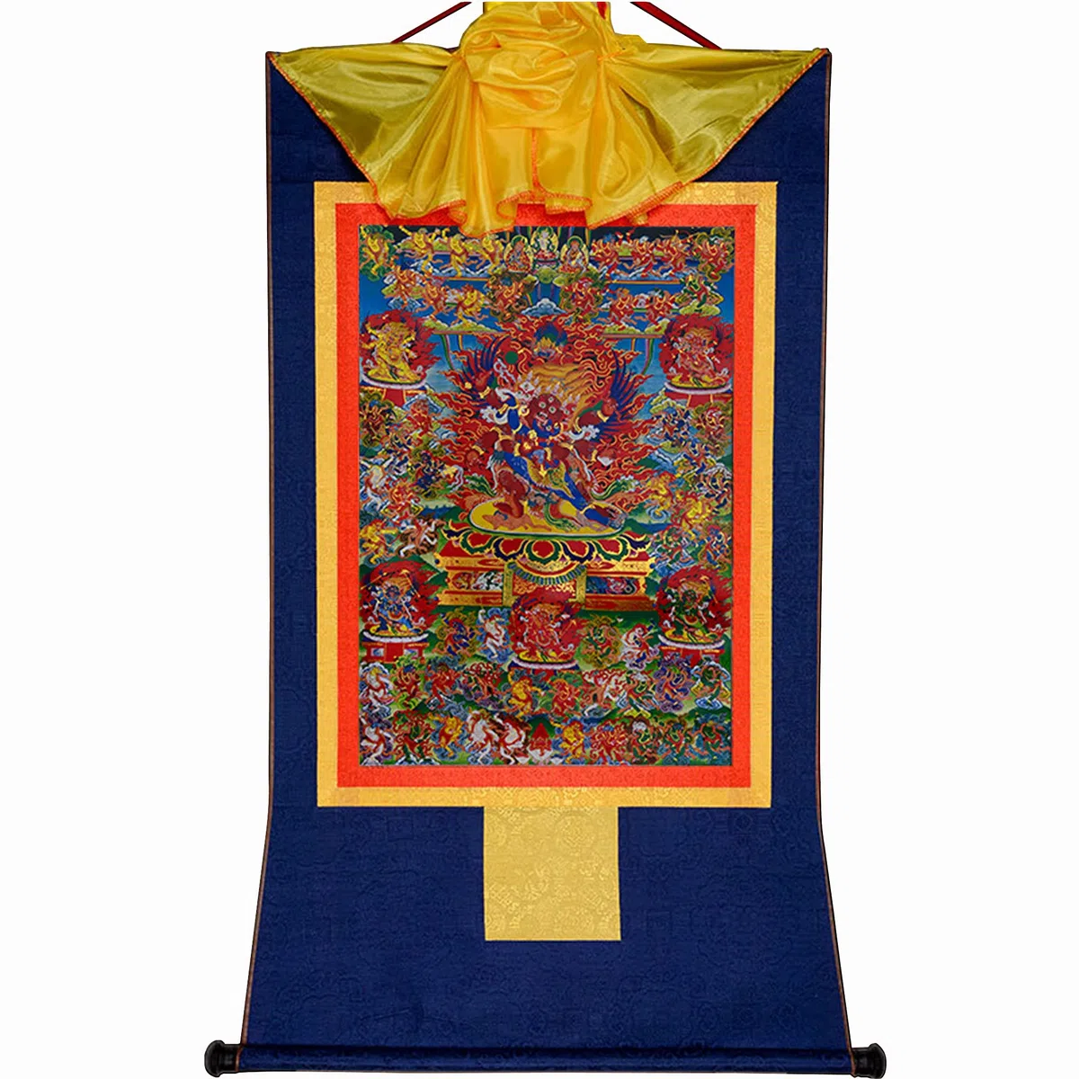 Gandhanra Thangka Tibetische Wandbehang,58 Wrathfu Gottheiten des Bardo Thodol (Tibetanisches Totenbuch),Heißgeprägter Buddha Wandteppich für Zen Wohnkultur, Meditation, Spirituelle Entspannung