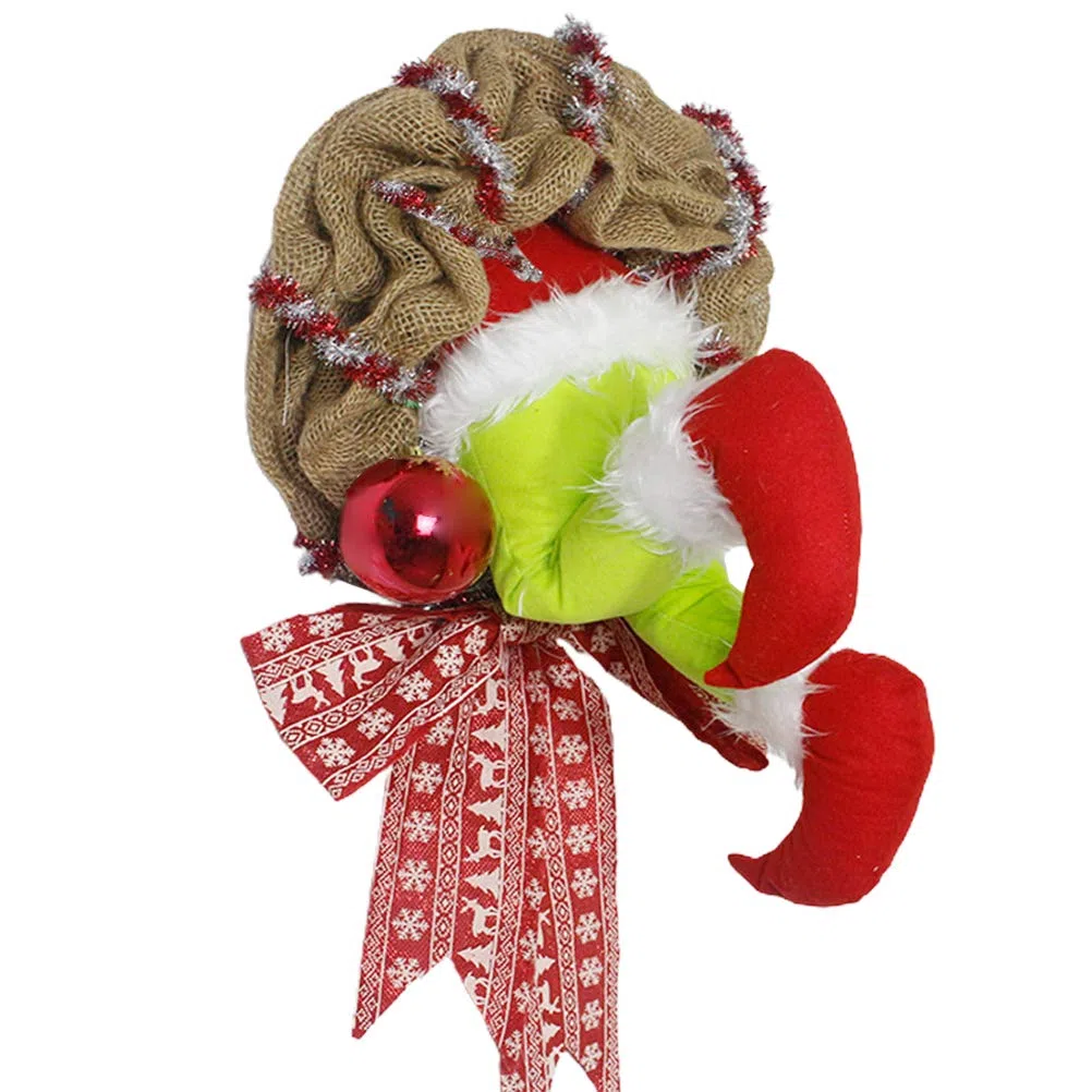 Grinch Kranz, Weihnachtsgirlande, Wie der Grinch den Weihnachtskranz aus Sackleinen gestohlen hat, Türkranz Weihnachten Weihnachtsdeko Kranz deko