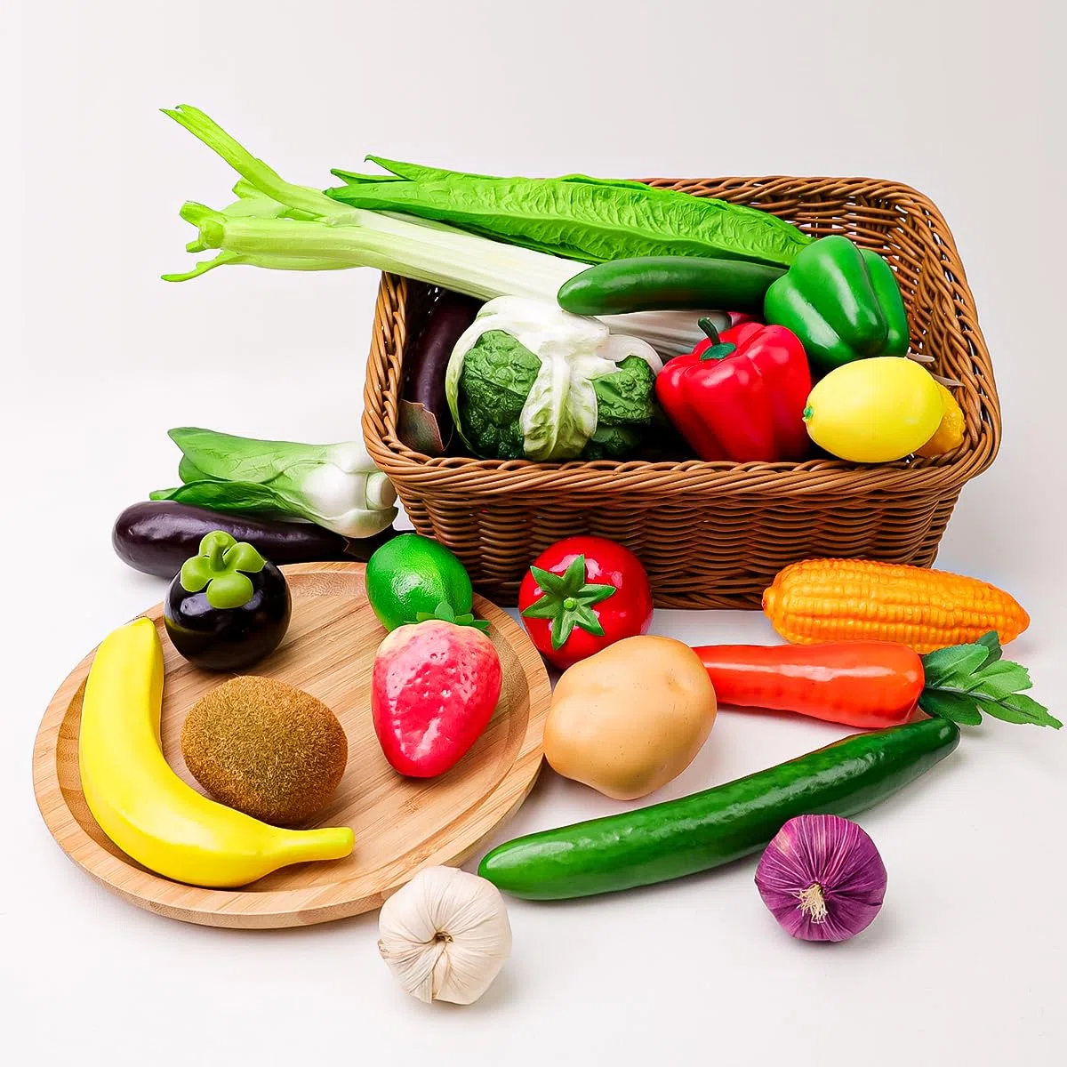 16 Pcs Künstliches gemüse, Plastik Gemüse und Obst deko, Künstliche Obst und Gemüse Für Dekoration
