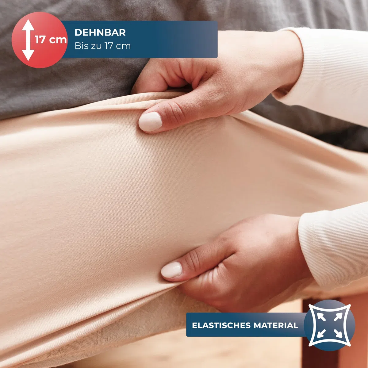 Wrappybag Bettumrandung 180 x 200 cm – Neuer Look für Ihren Alten Bettrahmen – Bettrahmenbezug Hellbeige – Betthusse in 6 Größen erhältlich