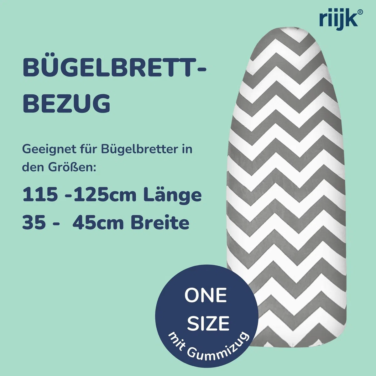 Universaler Bügelbrettbezug bis 125x45 extra Dicke Baumwolle - Bügelauflage Set inkl. Bügelhilfe, Spanner, Bügeldecke - Bügelbrett Bezug 120x40 für Dampfbügeleisen