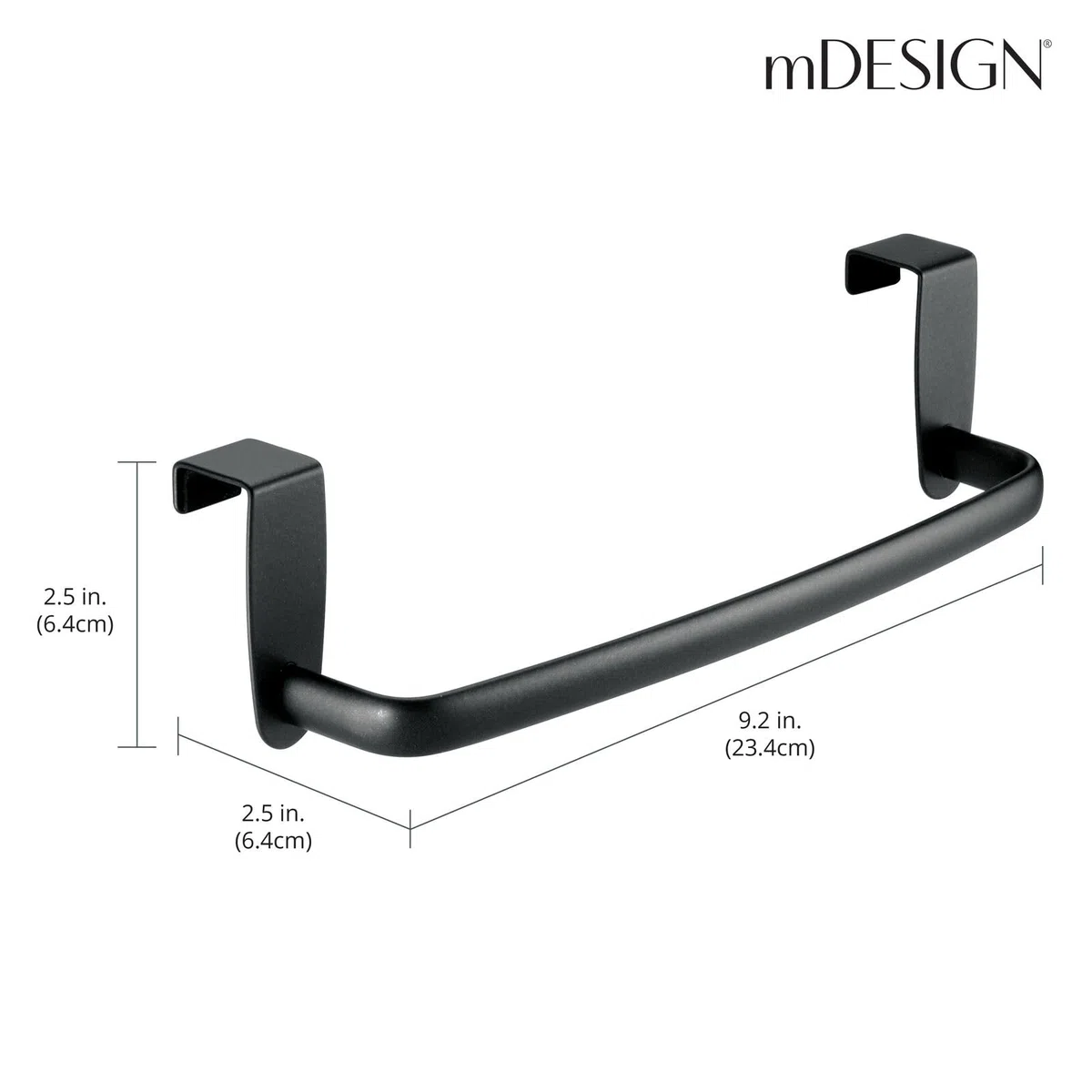 mDesign 2er-Set Geschirrtuchhalter – Handtuchhalter Küche zum Einhängen in die Küchenschranktür – Badetuchhalter aus Metall – Mattschwarz
