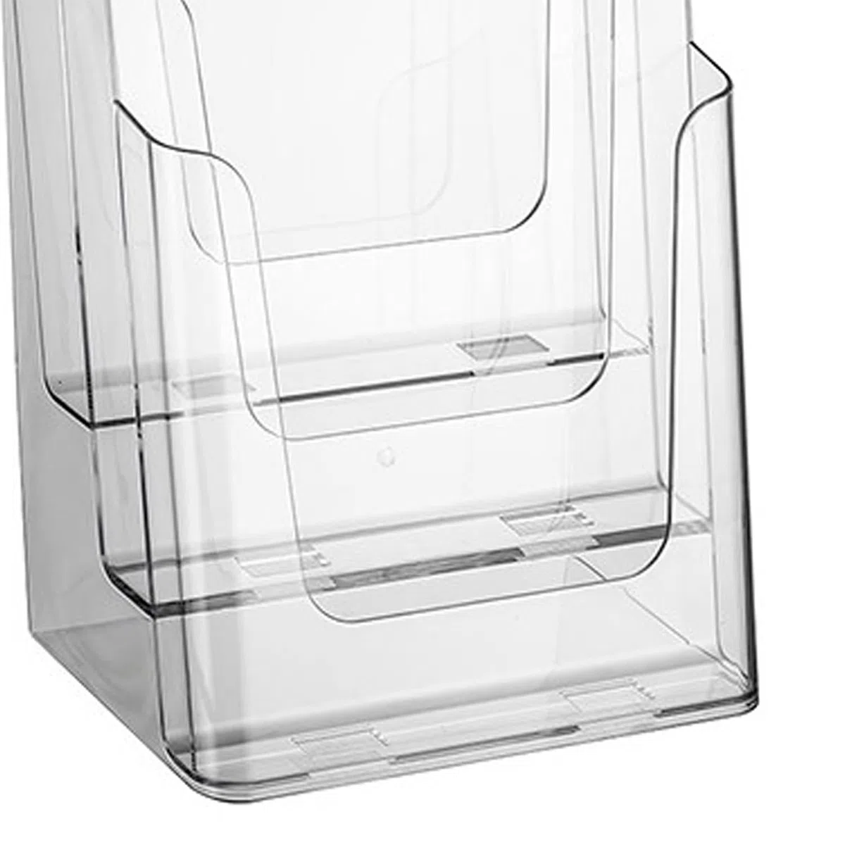 Din A4 Prospekthalter Hochformat, 3 Etagen / Mehrfach Prospektständer, Flyer-Ständer, Flyerhalter, Werbung, Aufsteller, Tisch-Prospektständer, Wandmontage, Prospektbox