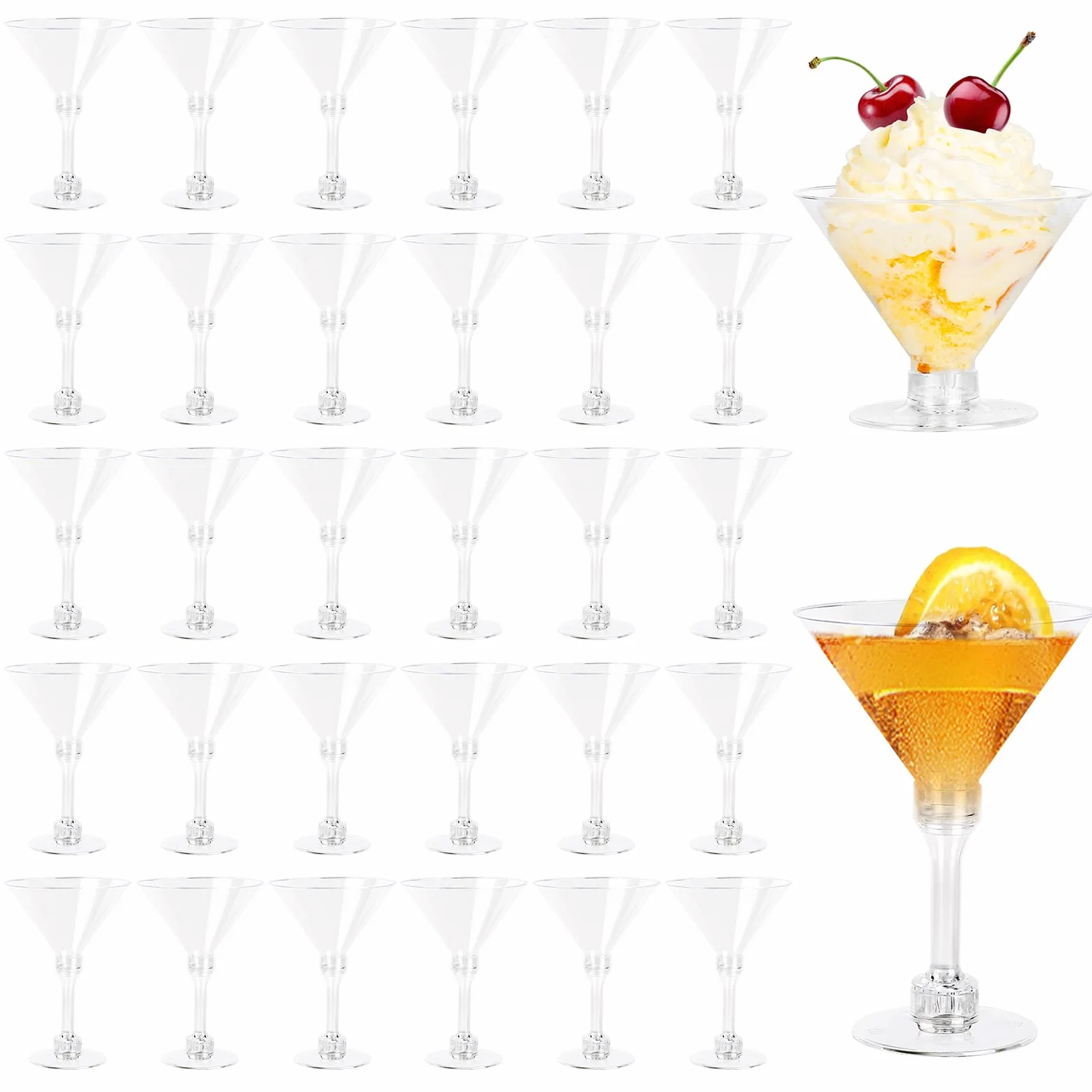 Martini Gläser Plastik Wiederverwendbar, 30er Set, 150ml Klassische Martinigläser, Cocktailgläser Martini mit Stiel, Margarita Gläser Klare für Party, Hochzeit, Geburtstag, Jahrestag