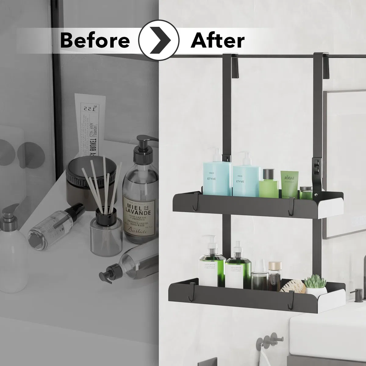 pickpiff Duschregal Ohne Bohren Duschablage Zum Hängen Badezimmer Organizer Shampoo Halterung Dusche Duschkorb Halterung Shower Shelf Mit 4 Haken Edelstahl 55.5x31.5x10.5 cm