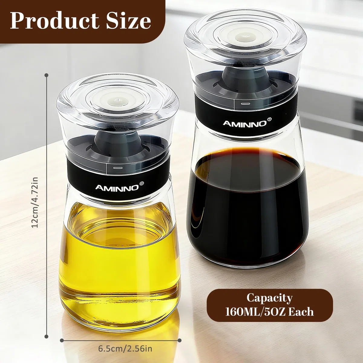 2 Stück Essig und Ölflaschen Set Camping, Auslaufsichere Ölflasche mit Ausgießer, Gut Versiegelt Essig Öl Flaschen für Olivenöl Salatdressing Sirup, Ölspender Glas für Camping