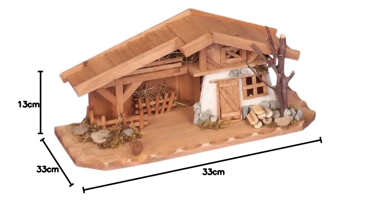 Holzhaus Krippe 33 cm x 13 cm Modellhaus