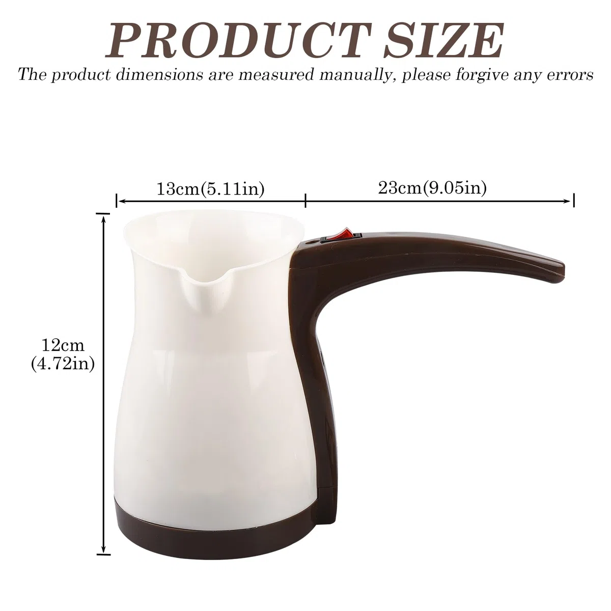 Elektrische Türkische Kaffeemaschine, 500ML Edelstahl Turkischer Kaffeekocher mit Handgriff & Schalten, Mokkakanne, Türkischer Mokkakocher, für Familie, Büro - 1000W