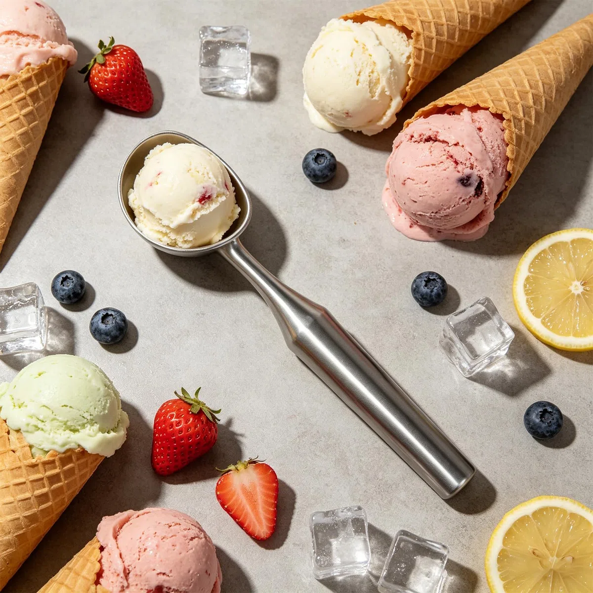 Eisportionierer aus Edelstahl, Robuster Eislöffel Portionierer, Der Ideale Eislöffel Portionierer, Perfekte Ice Cream Scoop, Einteilige Ausführung Eiskugelportionierer, Ergonomischer Komfortgriff