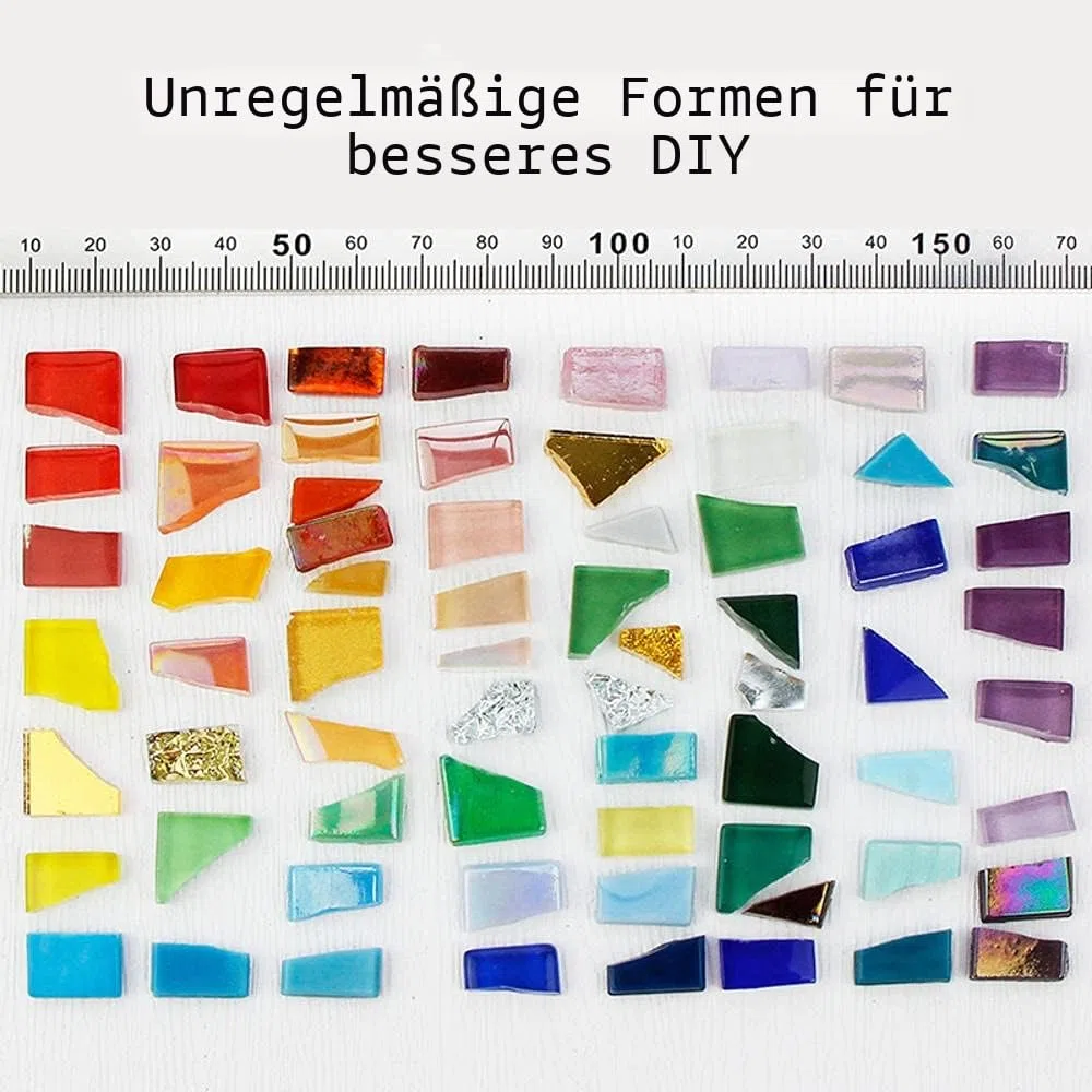 500g unregelmäßige Kristall-Mosaikfliesen,kleine Mosaikfliesen,handgefertigt,Kristallhandwerk für Bastelarbeiten,große DIY-Bilderrahmen,handgefertigter Schmuck-Untersetzer(Gold-Serie)