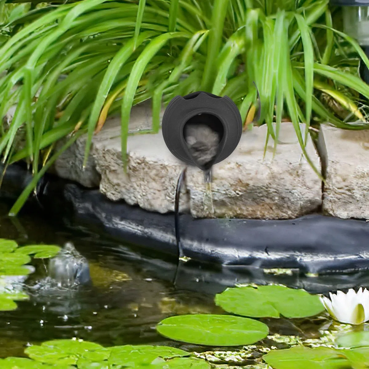 Aquarium Wasserbrunnen Keramikgefäß mit Wasserzirkulation Klein Dekorativer Gartenbrunnen für Balkon und Innenhof