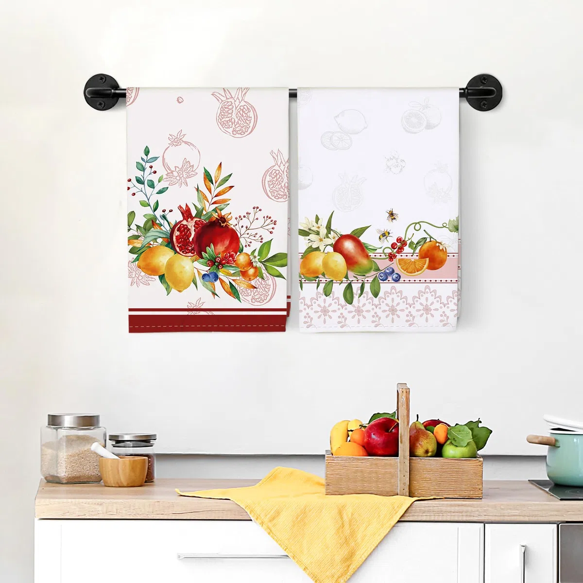 Küchentücher Baumwolle 4 Stück, Geschirrtücher 100% Baumwolle Obst Küchenhandtuch Set Multi-Purpose Hochwertige Küche Trockentuch Bar Handtücher 48 x 70CM