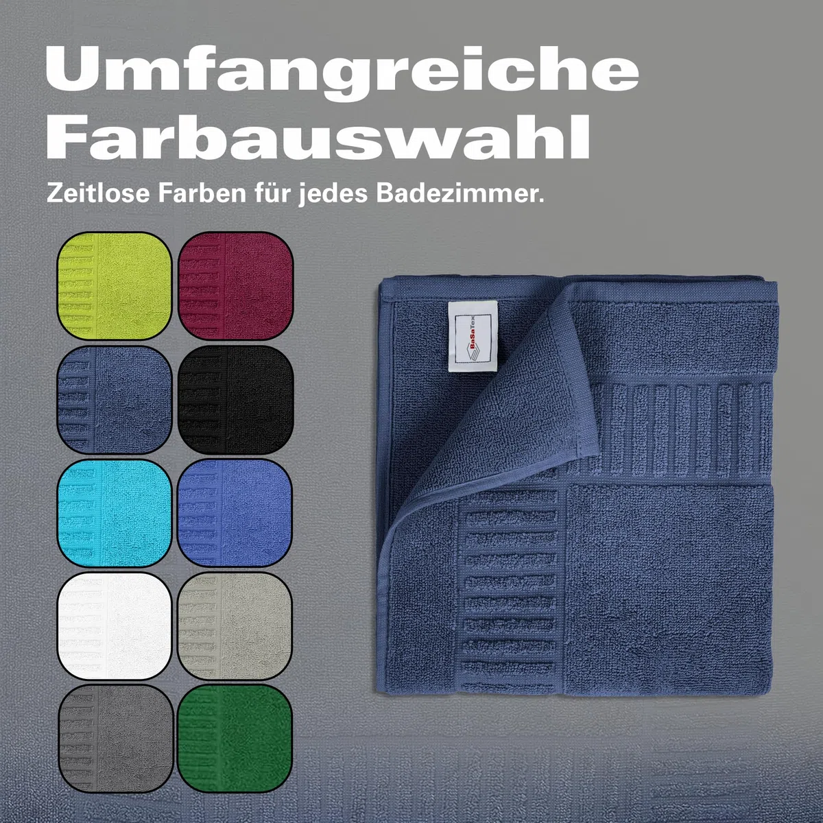 BaSaTex - 2er Pack Badvorleger für Dusche & Badewanne - Badematte Saugfähig & Schnelltrocknend in 50x80 cm - Aus 100% Baumwolle - Öko-Tex Made in Green Zertifiziert - Navy Blau