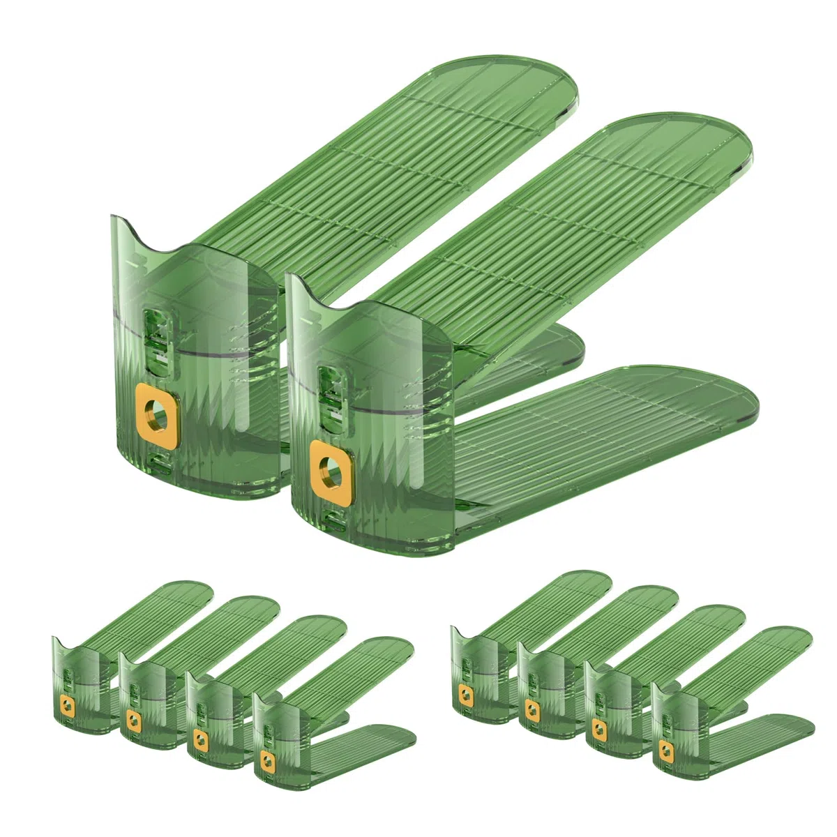 Platzsparender Schuhstapler Verstellbares Schuhregal 10PACK Rutschfester Schuhhalter Stapler Schuhregale Aufbewahrungslösungen Platzsparer für Schuhe (Grün10)