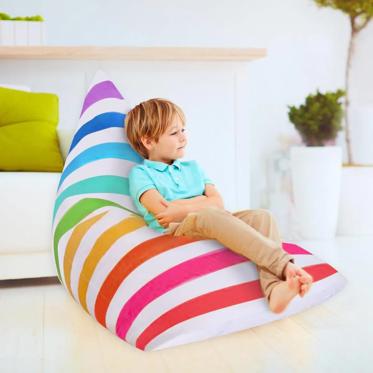 Sitzsack Kinder Spielzeug Stofftier Aufbewahrung, Organizer für Kuscheltier, Große Größe Kuscheltiere Aufbewahrung für Mädchen Jungen für Aufbewahren von Spielzeug（Frei von Füllstoffen）(Kariert)