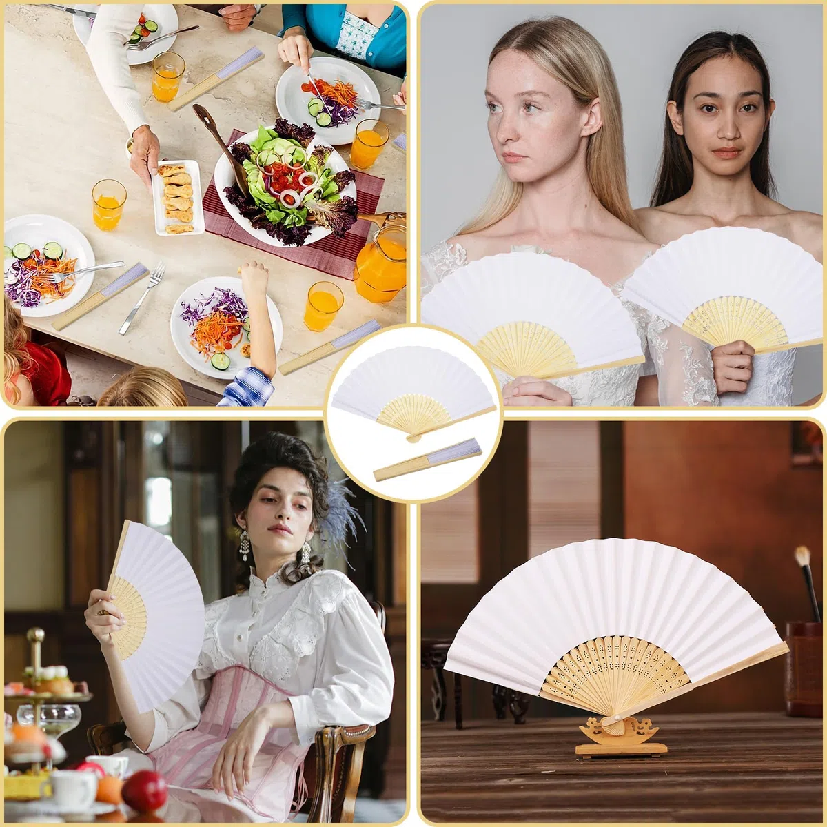 Fächer Hochzeit Weiß Papierfächer Handfächer Fecher Hochzeit Gäste 12 Stück Fächer Personalisiert zum Bemalen für Geburttag Party Wedding Wand Dekoration