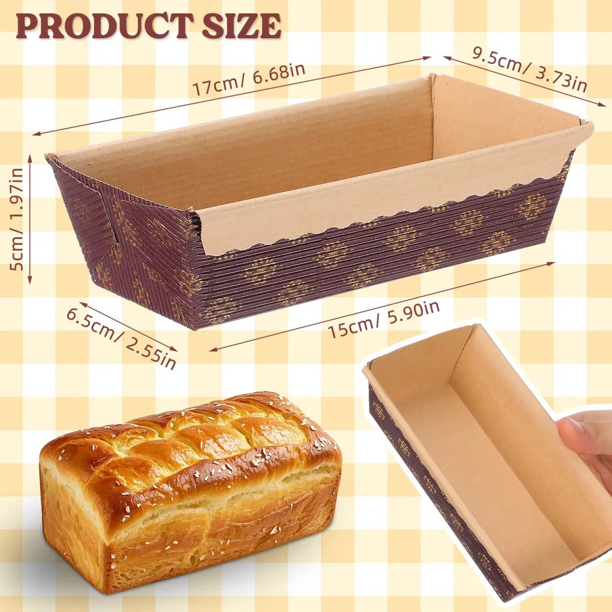 25 Stück Teiliges Rechteckige Papier backformen aus Hochwertigem Hitzebeständigem Papier Einweg kuchenformen für Brot Kuchen und Muffins Stapelbar für Zuhause Bäckerei und