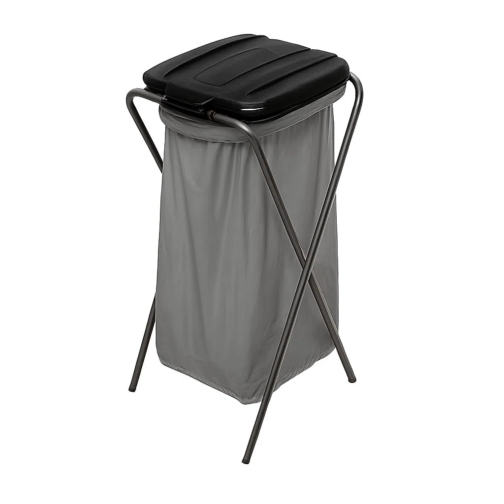 gardivo Müllsackständer 120 l, Müllsackhalter, Ständer für Müllsäcke, Abfalltrenner Müllbeutelhalter rostfrei innen außen, Klappe mit Beutelhalter, recycelter Kunststoff (Schwarz)