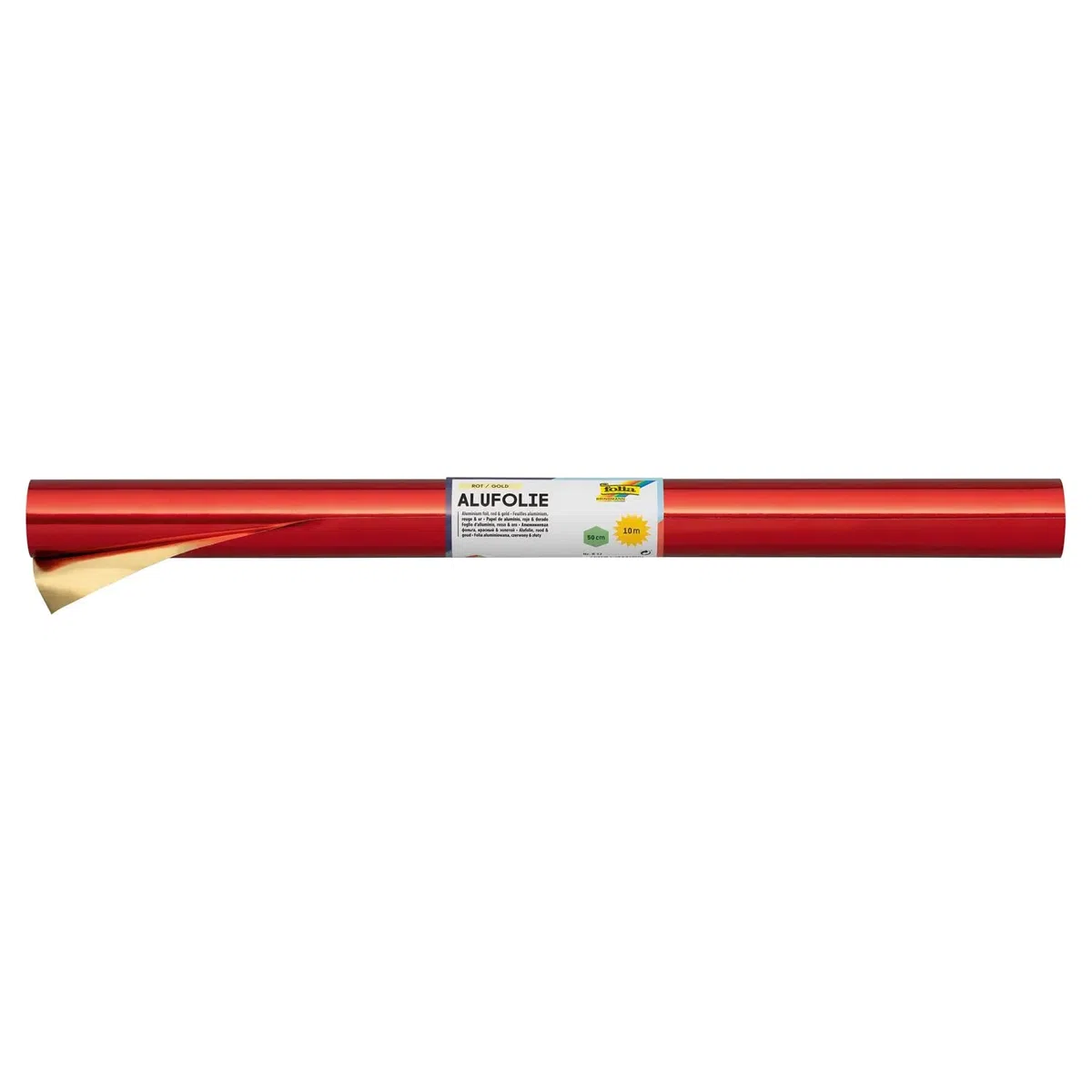 Großrolle Bastel-Alufolie, 50 cm x 10 m, 1 Rolle (Rot / Gold)