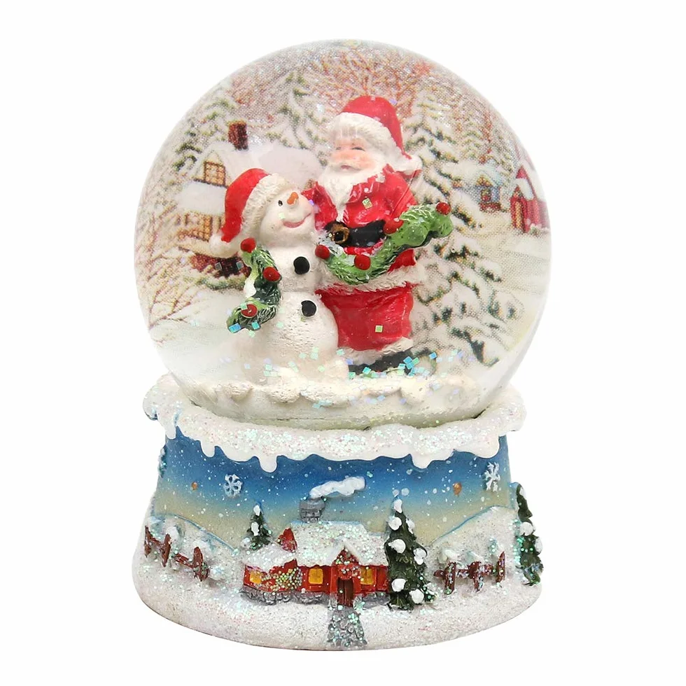 Dekohelden24 Wunderbare Schneekugel, Santa und Schneemann, Ø 6,5 cm