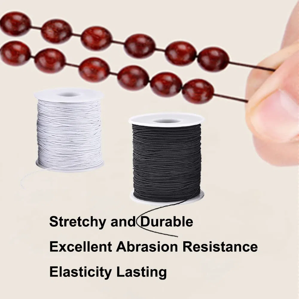 4 Rolls 1 mm Elastic String for Bracelets, Elastic String Bracelets, Elastic Cord Thread, Jewelry Stretchy Bracelet, Beadi.