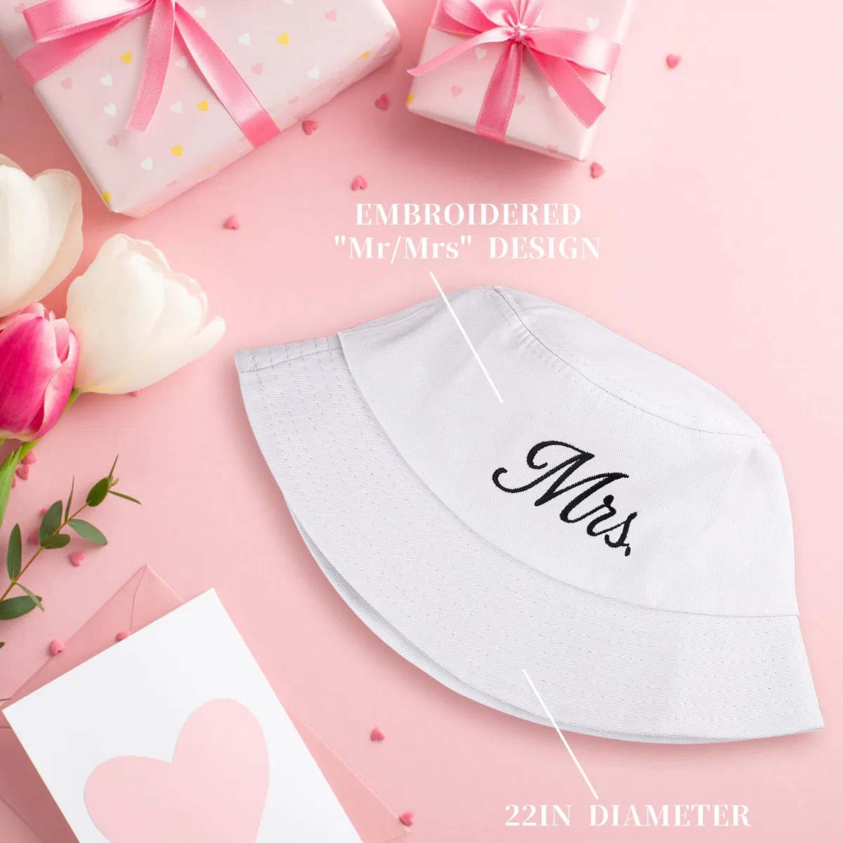 JUSTOTRY 2 pcs Mr and Mrs Bucket Hat für Junggesellenabschied Frauen und Bride to Be Deko,Schwarz und Weiß Braut Hut für Partner Geschenke und Hochzeitsgeschenke für Brautpaar