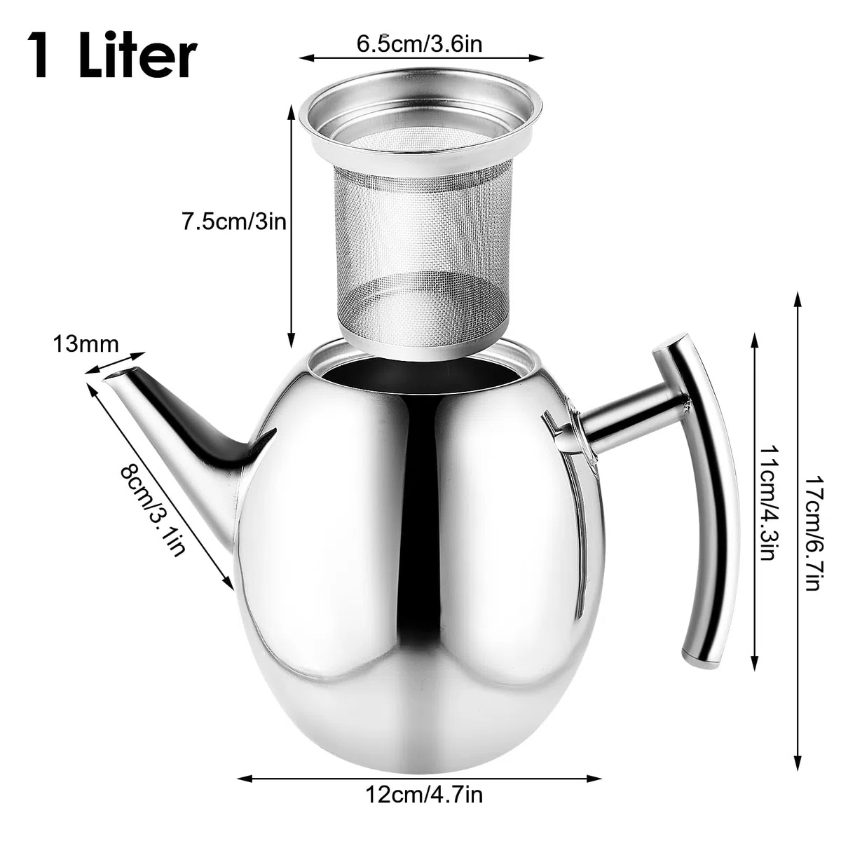 ColdShine 1,5 L Teekanne Edelstahl mit Siebeinsatz Teebereiter Thermo Doppelwandig Kaffeekanne mit Tee Sieb und Isoliertem Griff Campingkessel