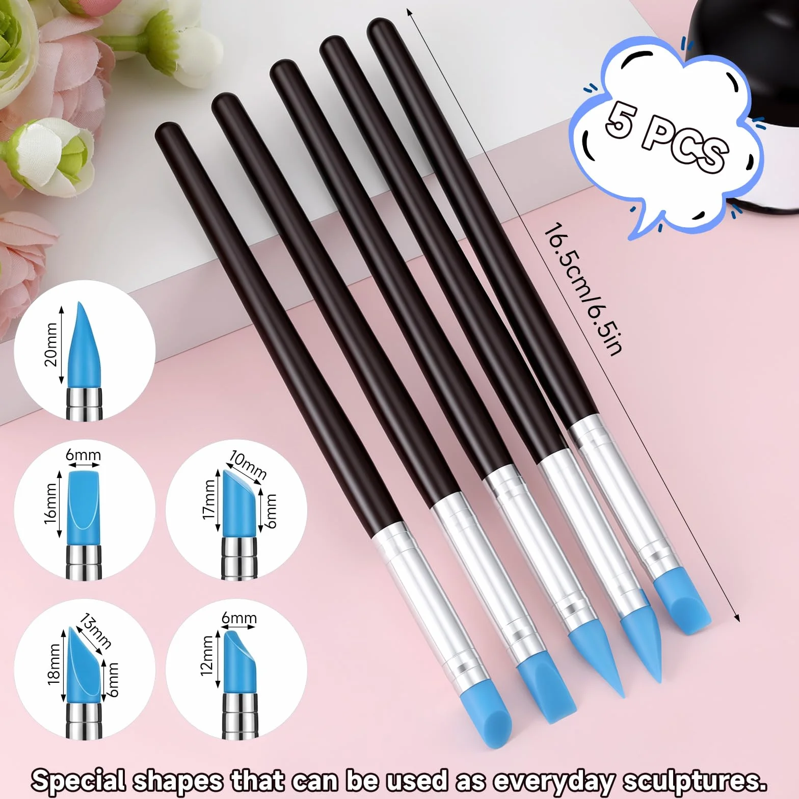 15 Stück Silikonpinsel Malen, Silikon Modellierpinsel Set Malen Nach Zahlen Töpferwerkzeug Dotting Tool Gummipinsel Gel Nägel Silikonstift für DIY Handarbeiten Formen Schnitzen Modellierung