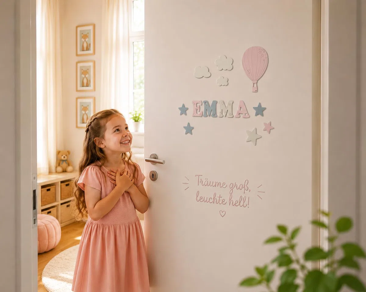 Traumwelten-Zimmermann Holzbuchstaben Kinderzimmertür – Personalisierter Name aus Holz für Tür & Wand – Babyzimmer Wanddeko – Geschenk zur Geburt, Taufe & Geburtstag