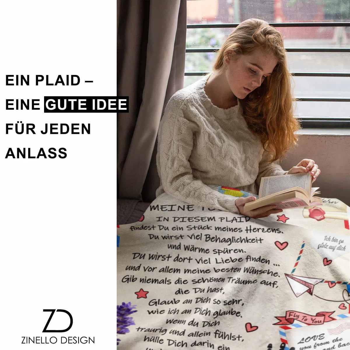Süße personalisierte Decke zum Verschenken an Ihre Tochter. Originelle und praktische Geschenkidee zum Geburtstag Weihnachten Muttertag Hochzeit Bettüberwurf Heimdekoration