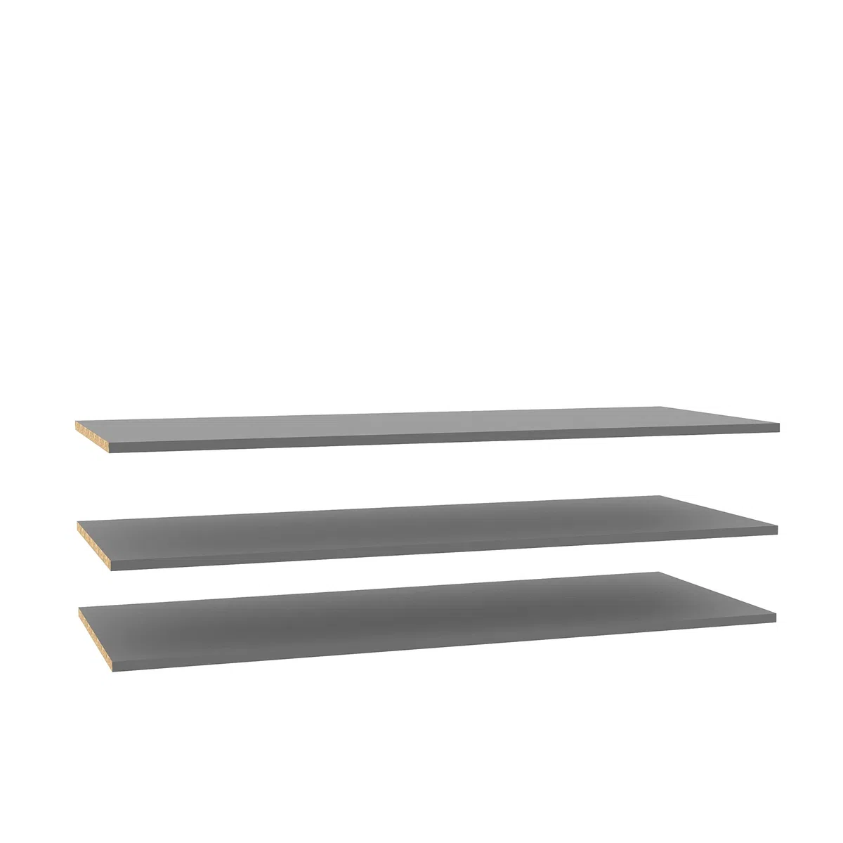FORTE 3-er Set Einlegeböden breit, Holwerkstoff, Grau, 107,8 x 42 x 2,2 cm