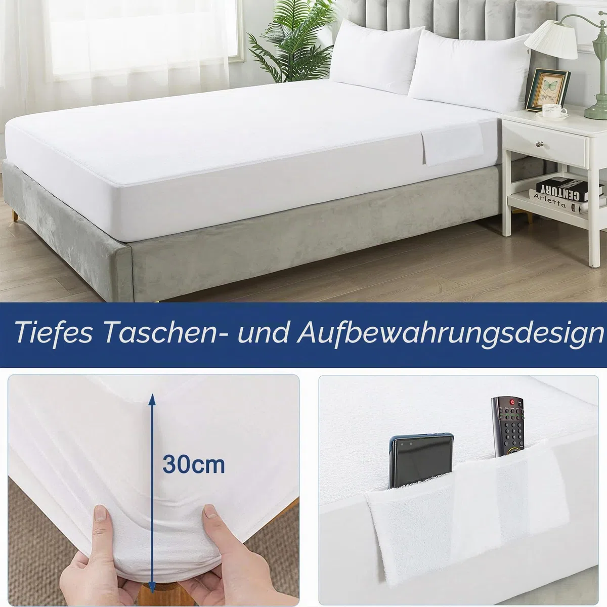 RICHAIR Wasserdichter Matratzenschoner 140x(190) 200cm weiß, matratze Topper Spannbettlaken Matratzenauflage Atmungsaktiv nässeschutz Matratzenschutz Spannbetttuch Baby Bett Topper matratzenbezug