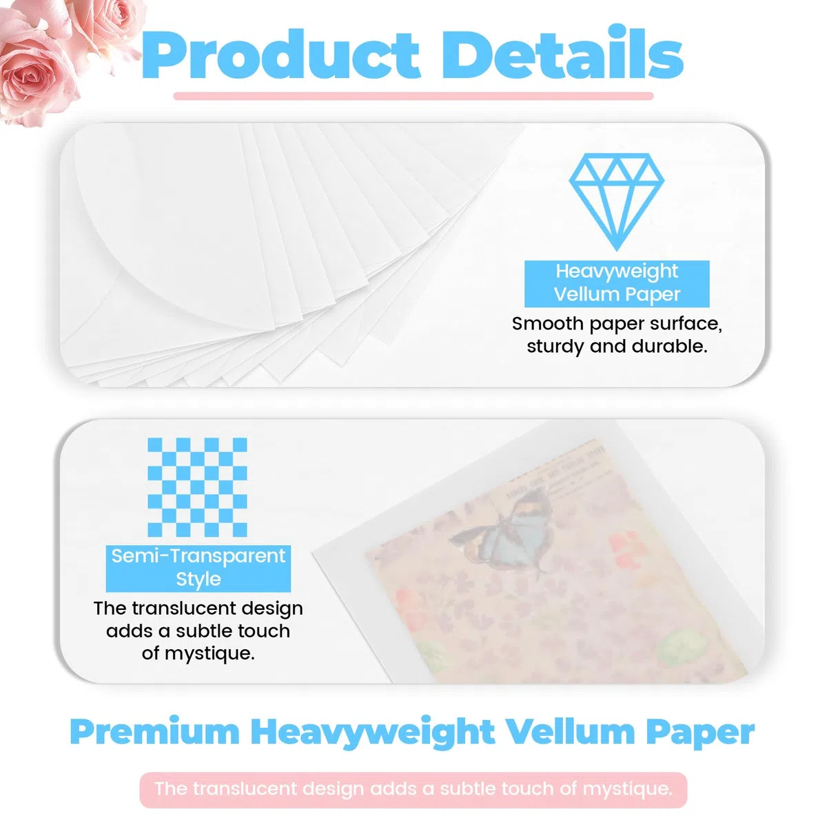 LELE LIFE 20 Stück vorgefaltete Pergamenthüllen für 12,7 x 17,8 cm Einladungen, 135 g/m² Pergamentpapier und 9,1 m rosa Band, durchscheinende Hochzeitseinladungshüllen, Umschlageinlagen