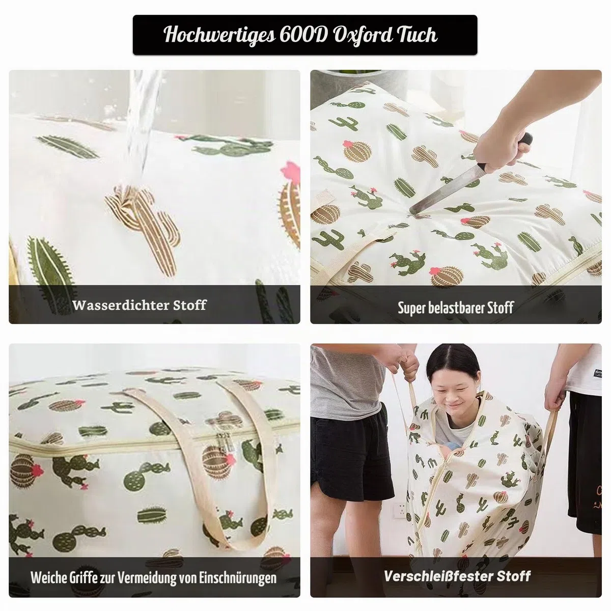 105L Aufbewahrungstasche Groß, Wasserdichte Faltbare Aufbewahrung Taschen Unterbett Organizer Kleideraufbewahrung Umzugstasche mit Reißverschluss für Bettdecken, Kissen und Kleidung (2 Stück)
