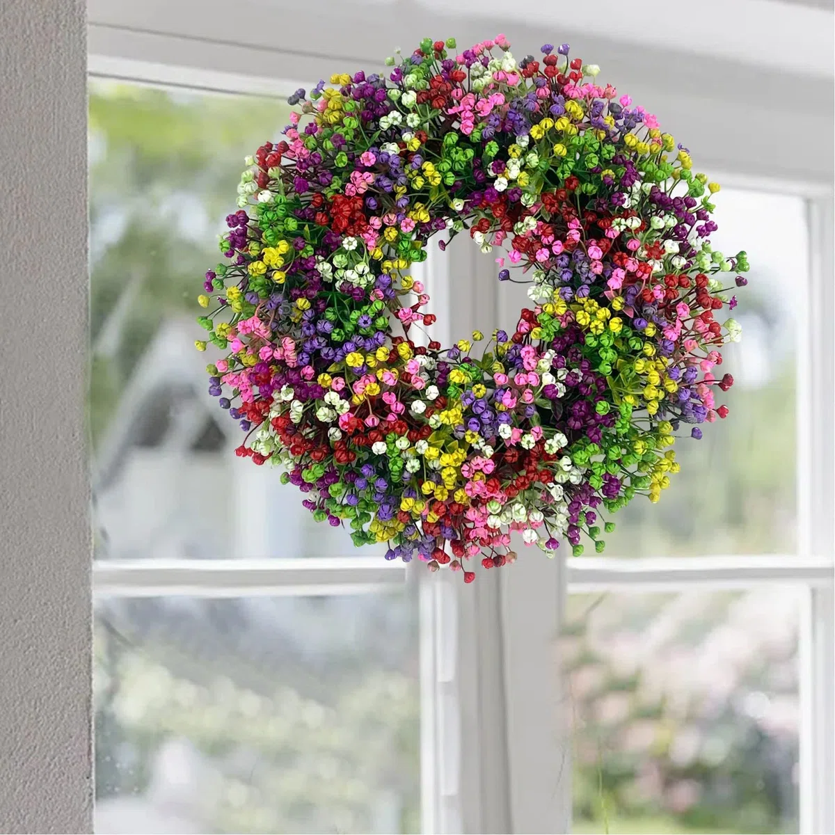 Türkranz Ganzjährig Außen Deko,Personalisiert Künstlicher Blumenkranz Deko für Haustür,Frühling Sommer Außen Türkranz Modern Deko zum Aufhängen,Bauernhaus Willkommens Girlande (#2, 40x40cm)